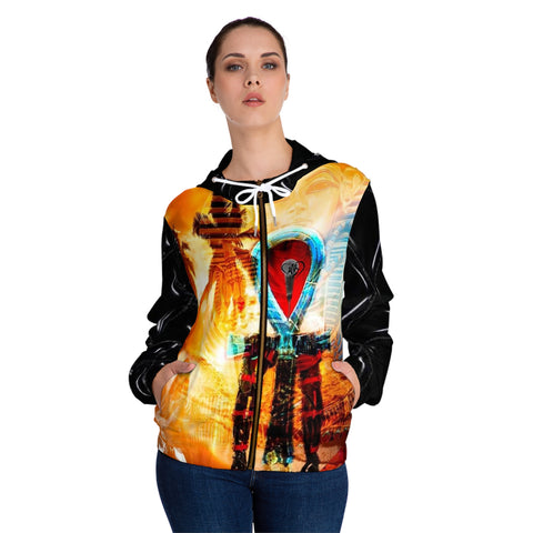 Women’s Full-Zip HIP HOP ART Hoodie (AOP)