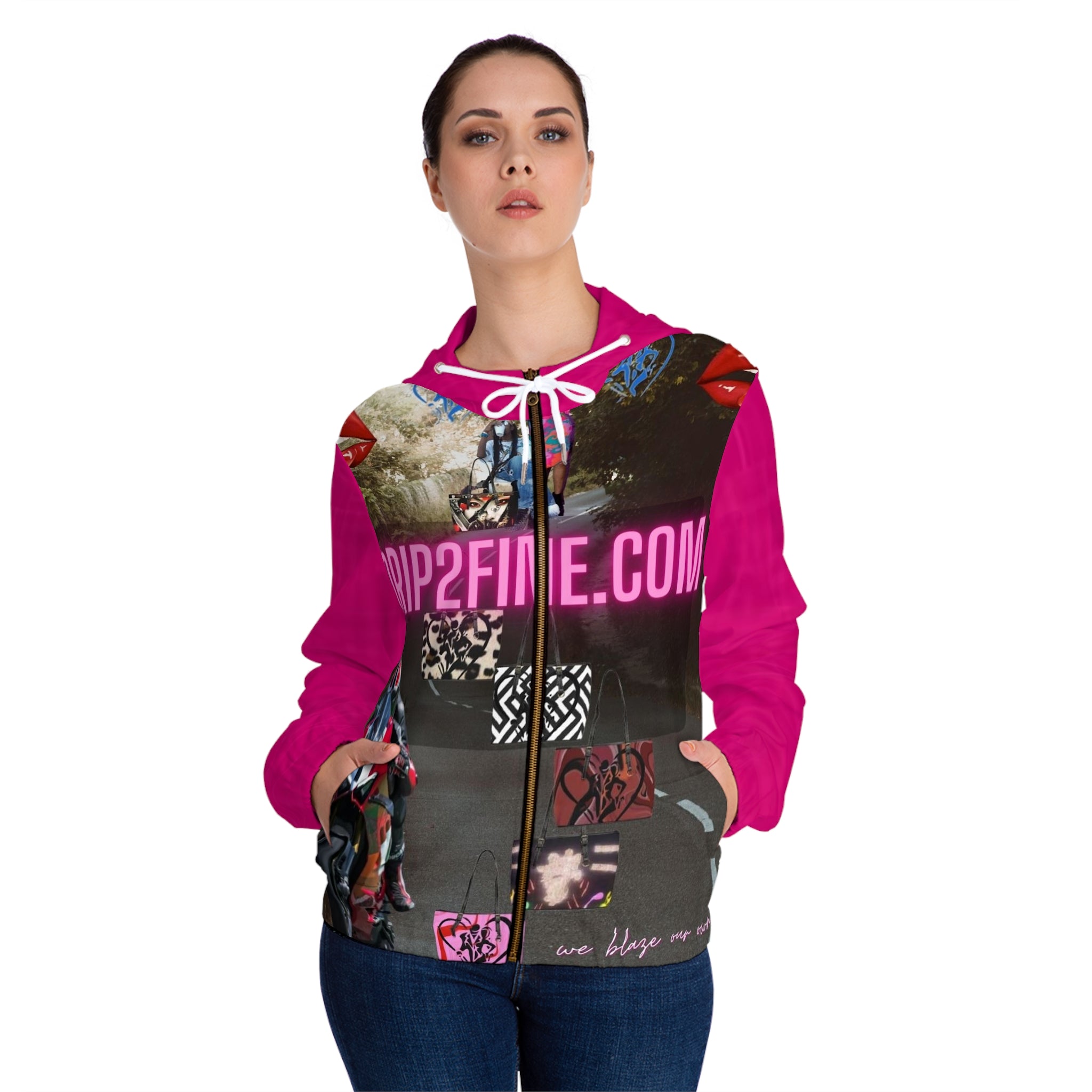 Women’s Full-Zip HIP HOP ART Hoodie (AOP)