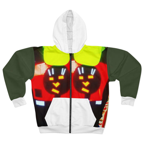Unisex  HIP HOP ART Zip Hoodie (AOP)