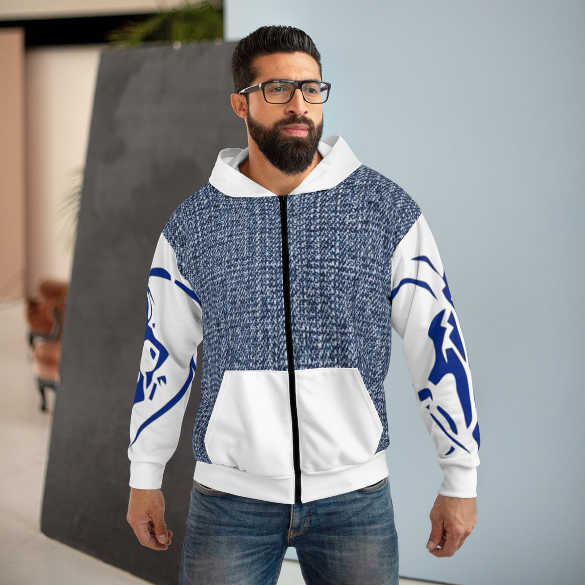 Unisex HIP HOP ART Zip Hoodie (AOP)