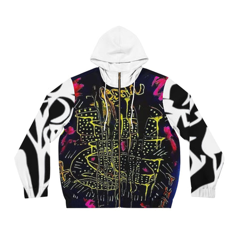 Men's Full-Zip HIP HOP ART Hoodie (AOP)